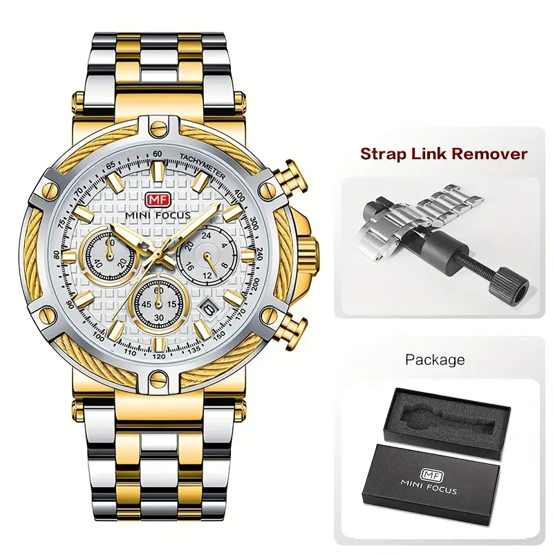 Mini Focus Analog Quartz Watch Mens Stainless Steel Band Chronograph  Luminous Wristwatch Ideal Choice Gifts - Jewelry & Accessories - Temu