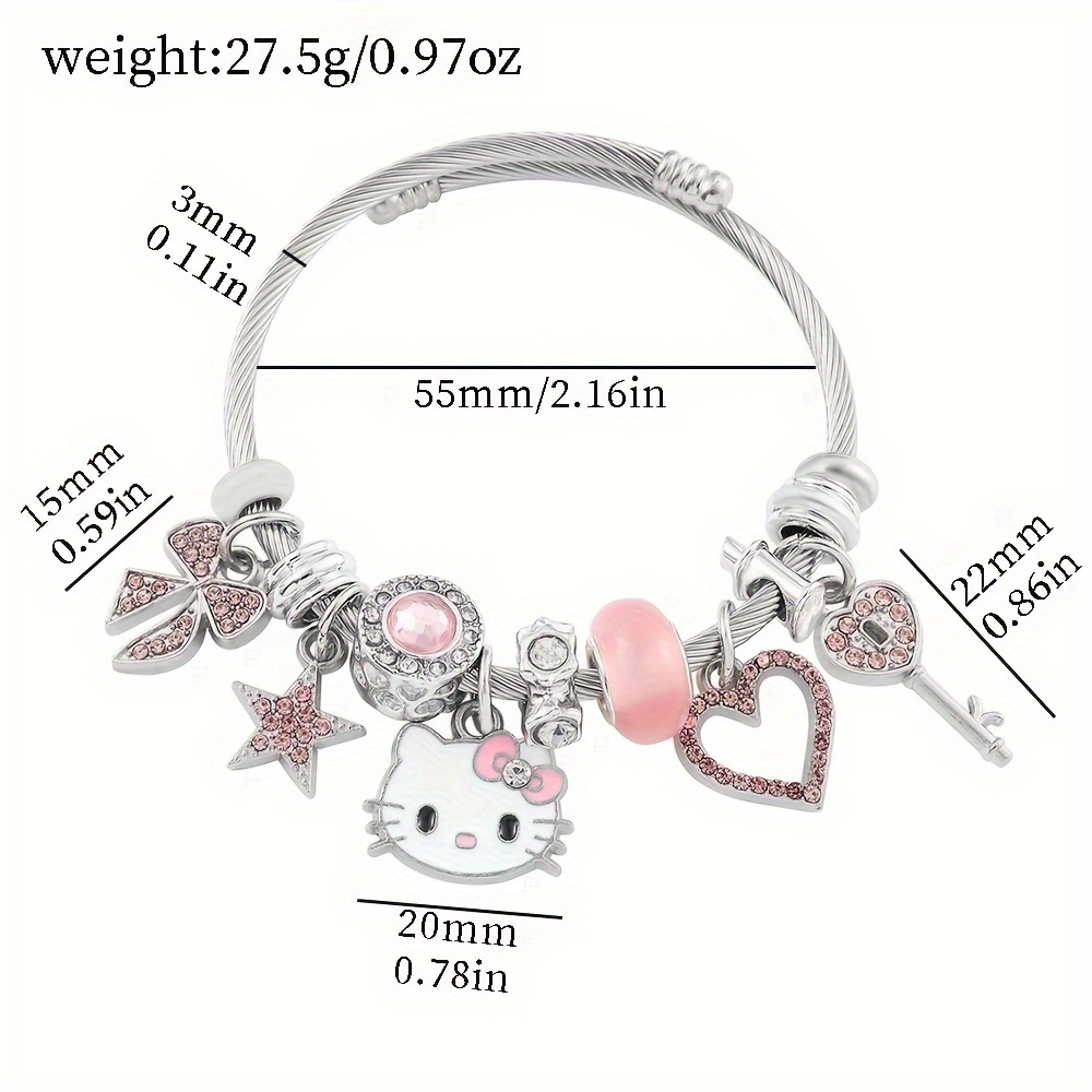 Hello Kitty Jewelry Y2K Millennial Girls Bracelet Melody Student Cute  Crystal Love Beaded Bracelet Bracelet