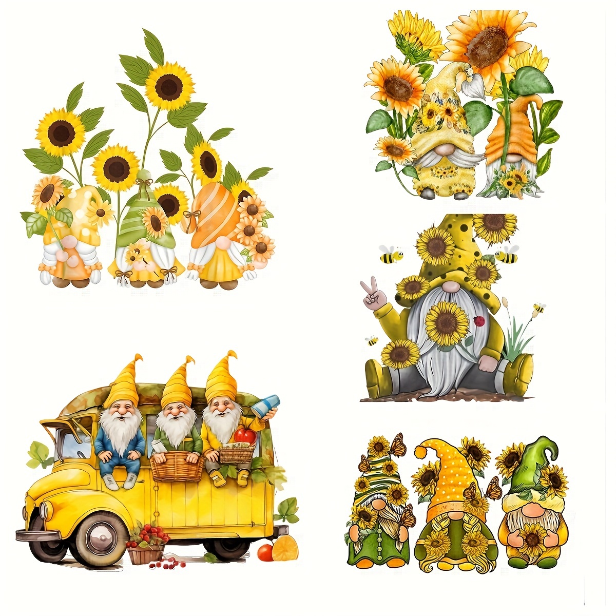 5pcs Sunflower Rub On Transfer Muebles Artesanías Decoración