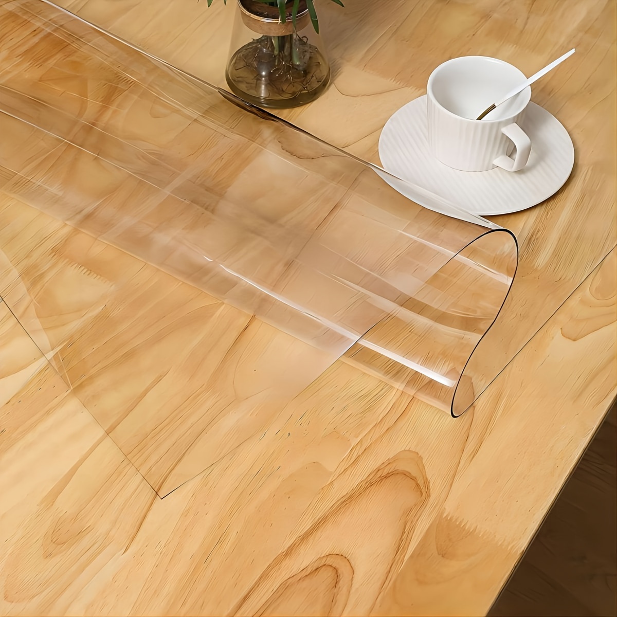 OstepDecor - Protector de mesa transparente de 5/64 de pulgada de grosor,  24 x 108 pulgadas, cubremesa de plástico, tapete para mantel, escritorio y