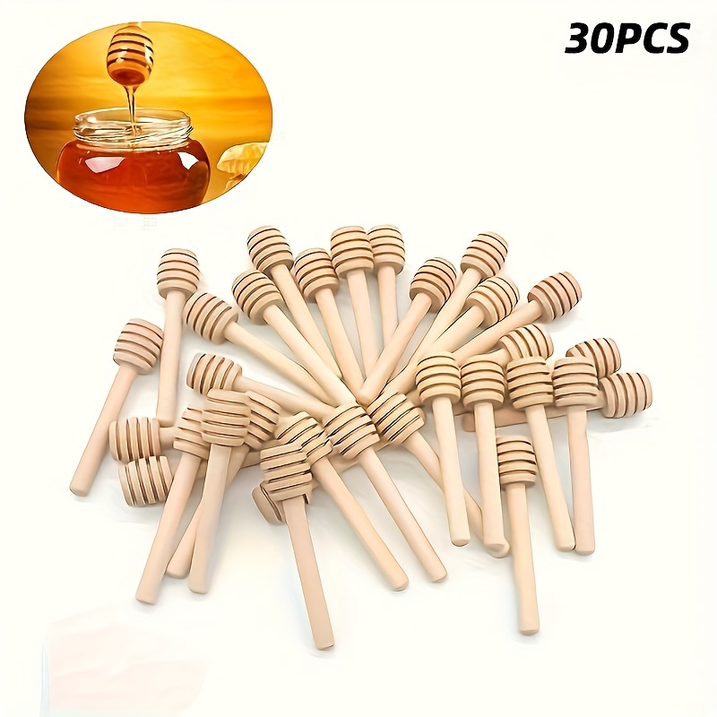 TEMU Set Of Wooden Honey Spoons With Long Handles, Available In Packs Of 10, 30, Or 50, Stirring Honey , Mixing Milk Tea, Or As Dessert Utensils