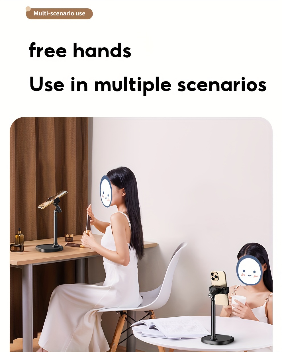 Mobile phone desktop bracket live special metal universal universal aluminum alloy overhead shooting selfie TikTok mobile phone stand rotating adjustable lifting support frame