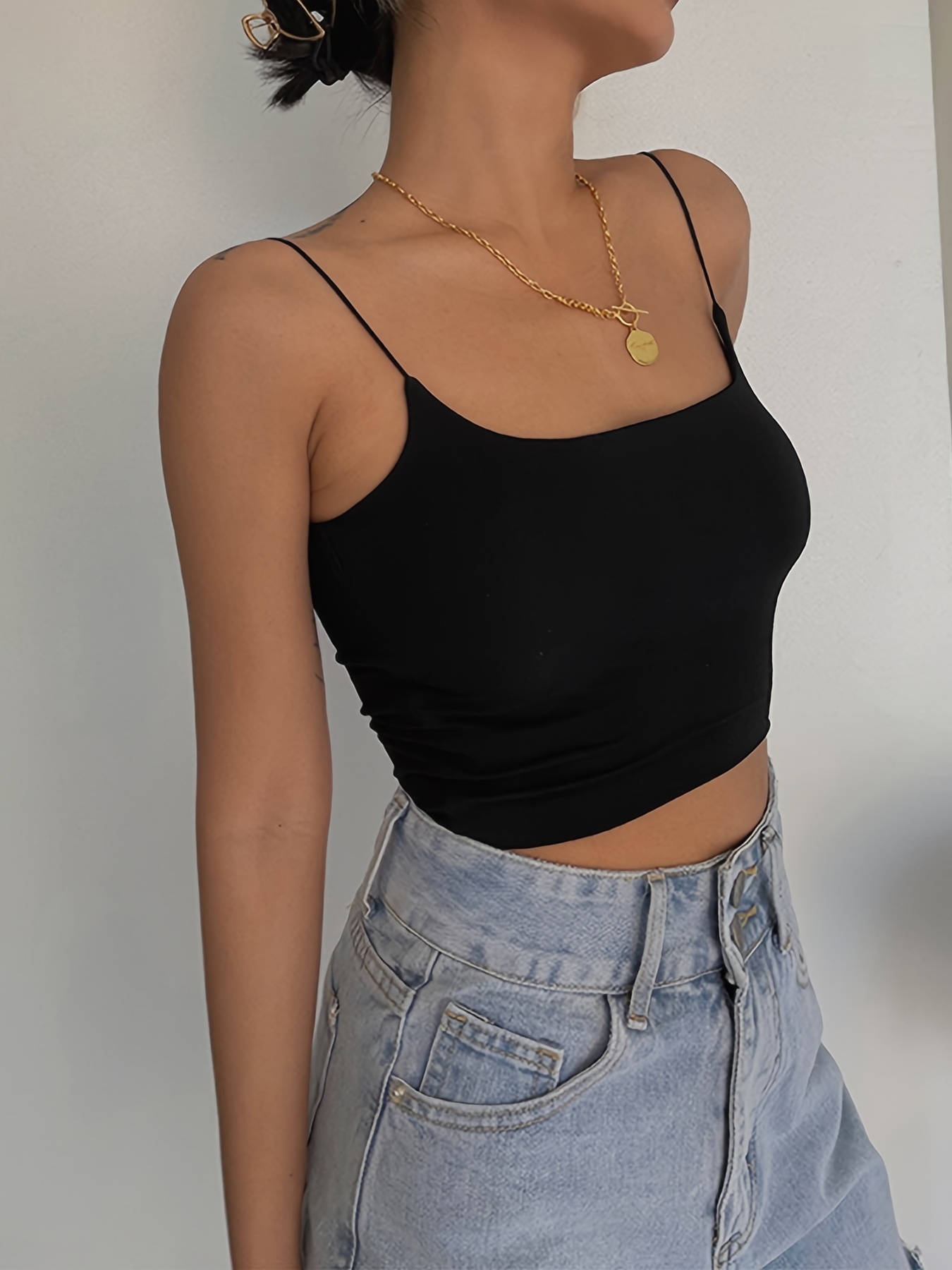 Women's Sexy Backless Crop Cami Top Solid Casual Sleeveless - Temu