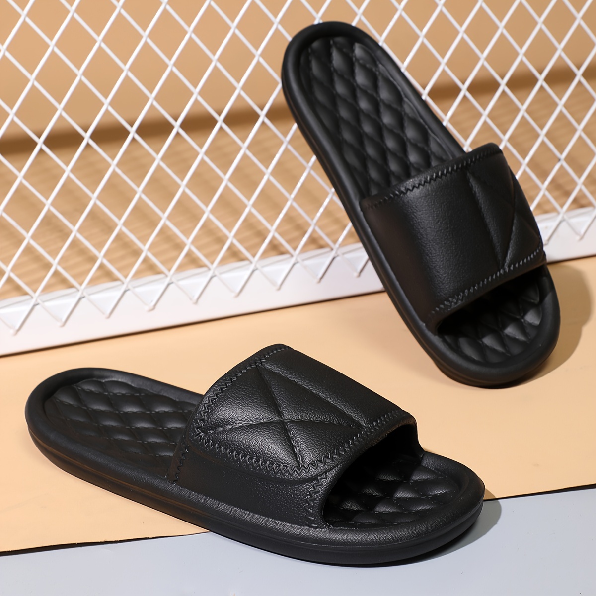 Men's Fashion EVA Slides, Casual Non Slip Slippers, Open Toe Shoes For Indoor Outdoor Beach Shower, Spring And Summer