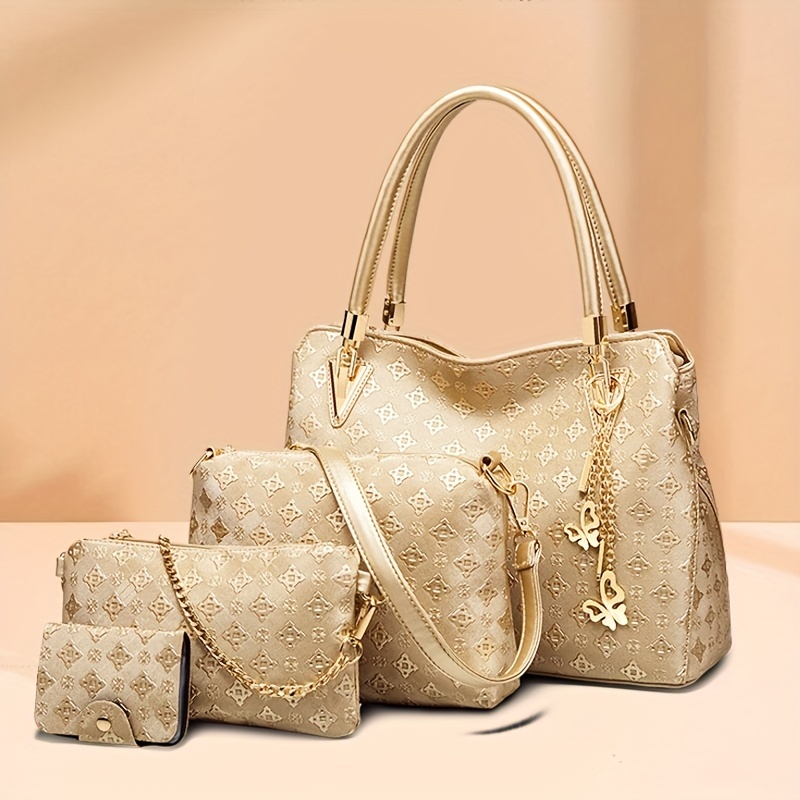 Retro Print Tote Large Bag, Large Capacity Classic Pvc Shoulder Bag,  Women's Simple Versatile Handbag & Purse - Temu