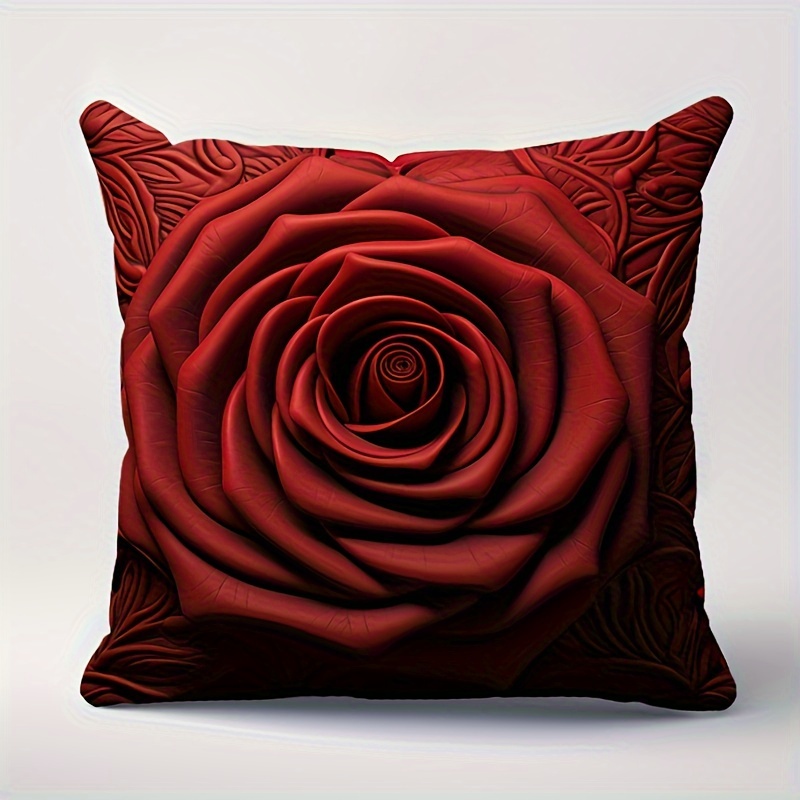 

1pc, Red Rose Heart Cushion Cover Room Decor Bedroom Decor Sofa Car Decor 45x45cm Zipper Double Sided Printing No Pillow Insert
