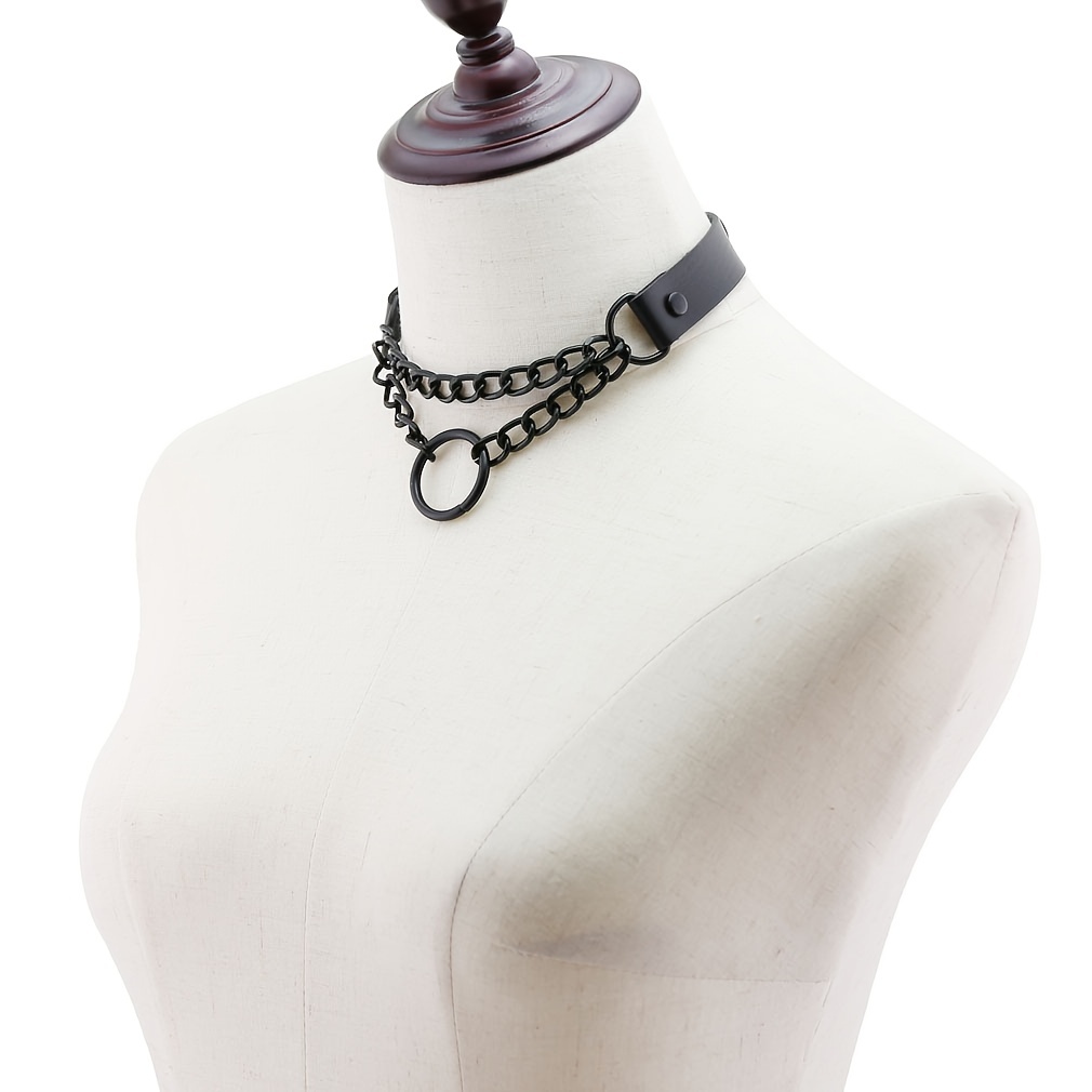 Punk Chokers Adjustable PU Leather Goth Chokers Necklace Collar