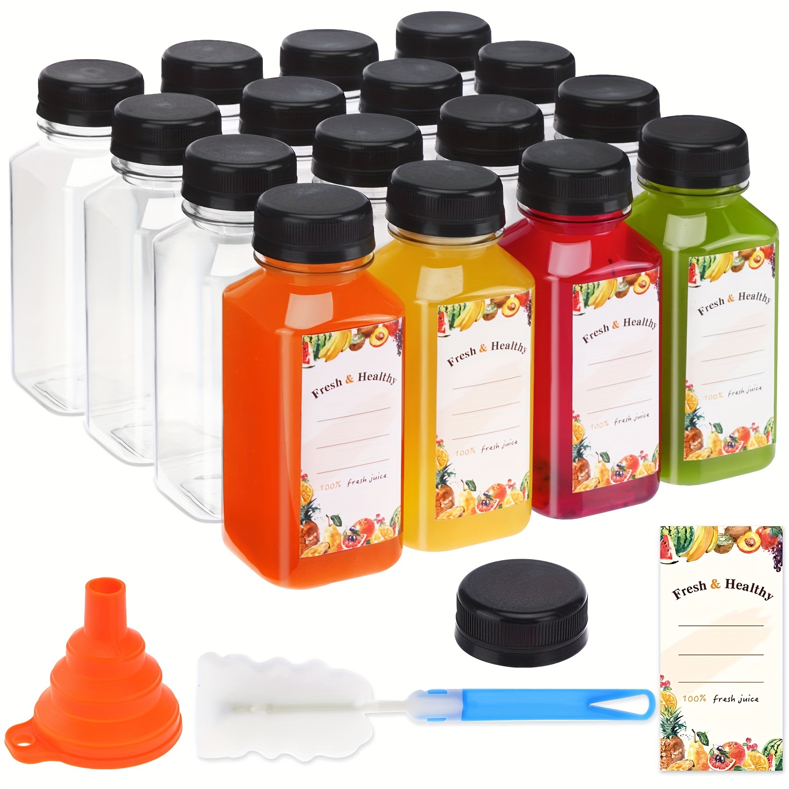 Plastic Juice Bottles With Reusable Clear Bottle With - Temu