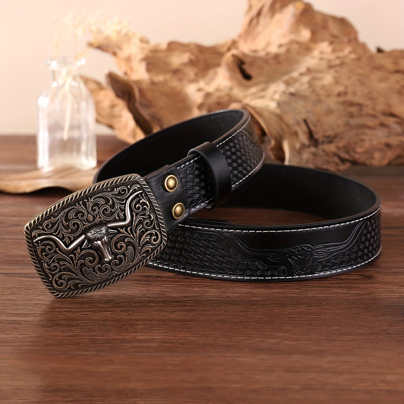 Men's Western Cowboy Leather Belt