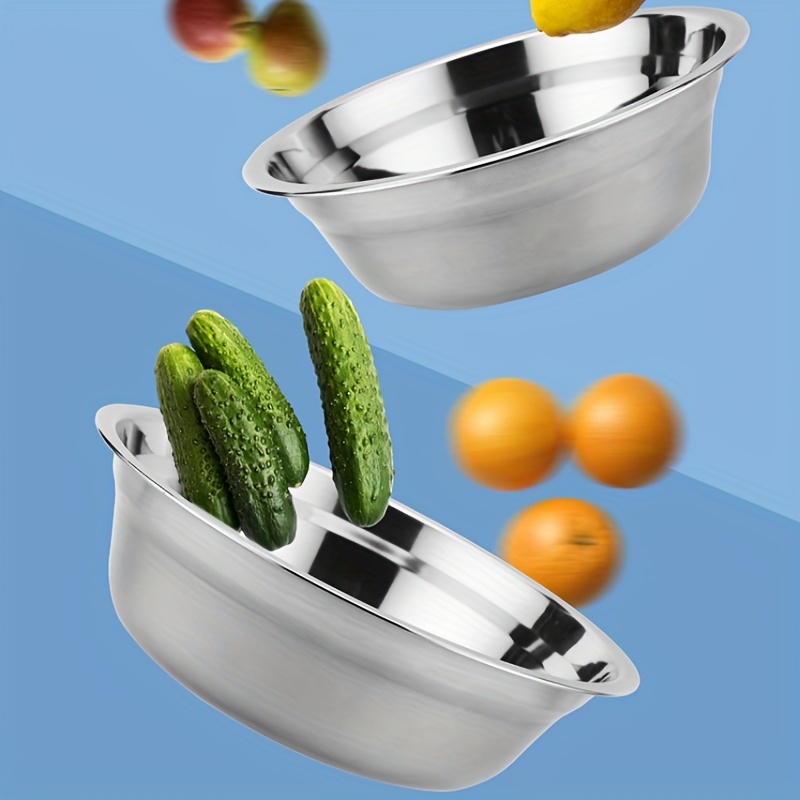 Stainless Steel Mixing Bowl And Basin, Food Grade Household Kitchen Cooking  Basin, Korean Style Rice Mixing, Baking, Egg Beating, Salad Basin, Kitchen  Gadgets, Kitchen Tools - Temu