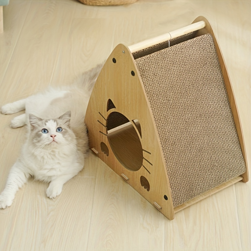 cat scratcher toy cat bed cat scratching post cardboard interactive solid wood scratcher pet toy details 3