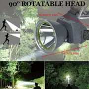 1pc led rechargeable headlamp super bright spotlight flashlight waterproof 90 angle adjustable headlamp for outdoor camping fishing running details 0