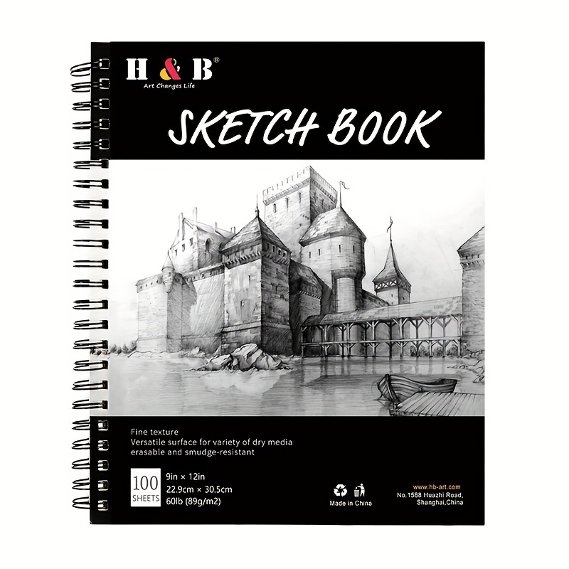 9 x 12 Sketch Book, Top Spiral Bound Sketch Pad, 2 Packs 100-Sheets Each (68lb/100gsm), Acid Free Art Sketchbook Artistic Drawing Painting Writing