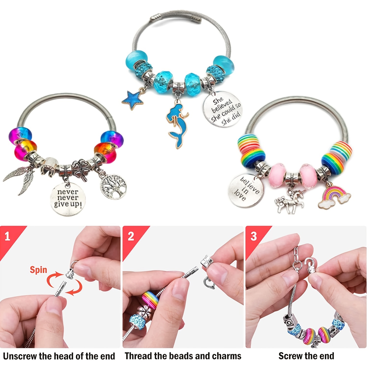Bracelet Making Kit , Charm Bracelet Making Kit for Girls Teens Age 8-12