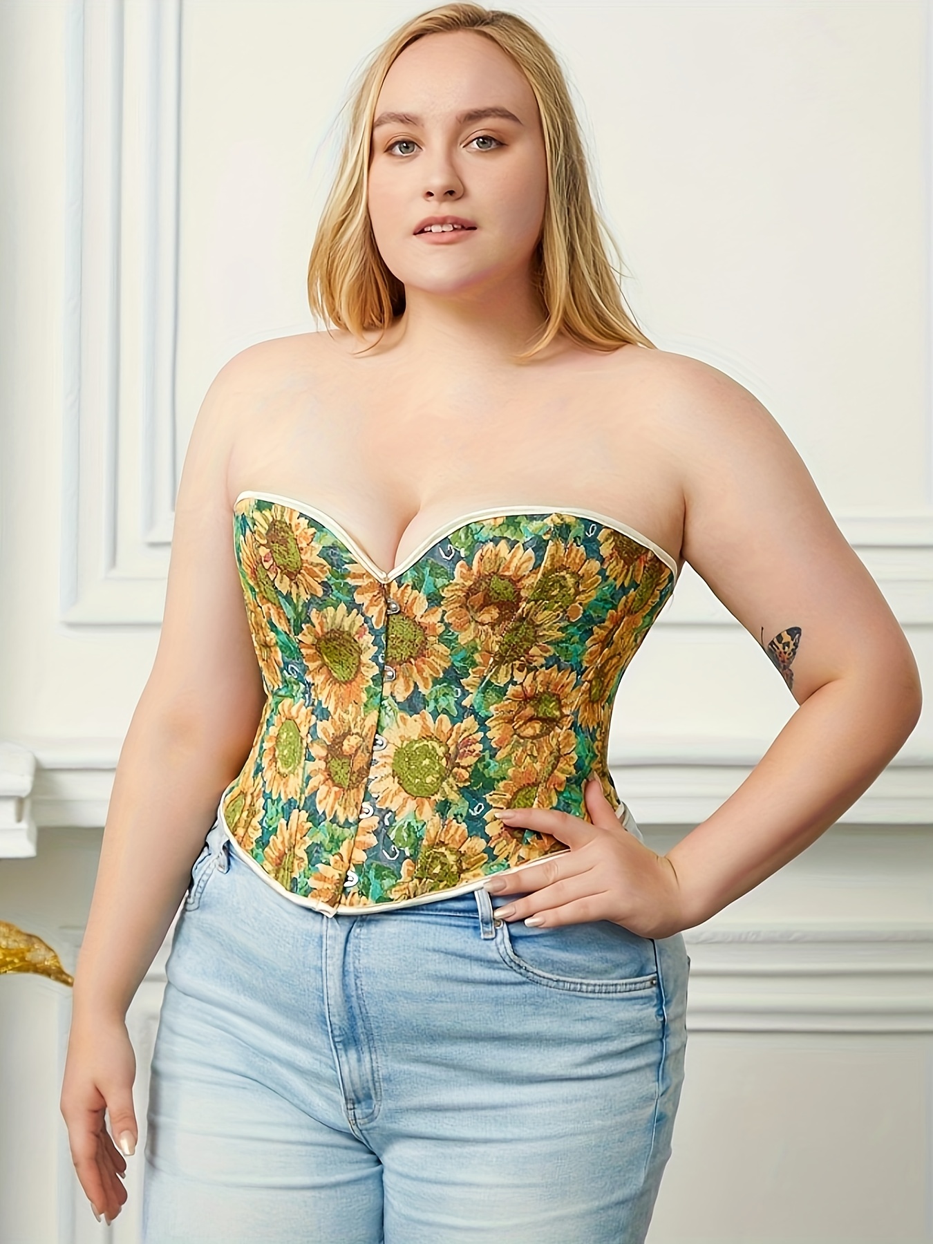Stylish Plus Size Corset Top with Lace-ups