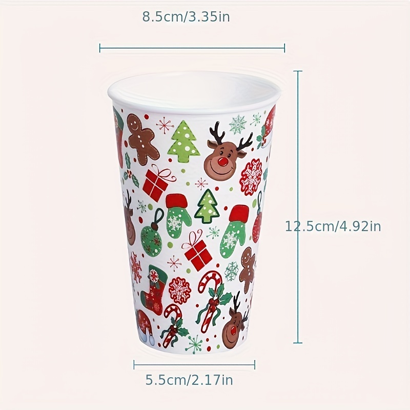 Christmas Party Cups Set 12 Lids Straws Kids Disposable