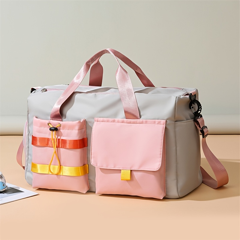 Pequeña bolsa de gimnasio para mujer, bolsa de viaje de fin de semana con  compartimento para zapatos y bolsillo húmedo, bolsa plegable impermeable