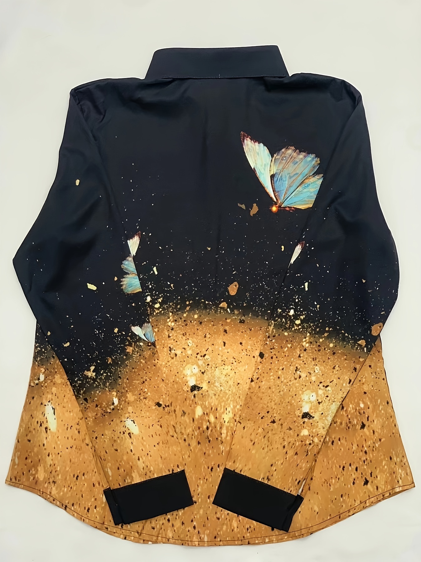 Košulja u boji s printom leptira, vintage bluza dugih rukava za proljeće i jesen, ženska odjeća