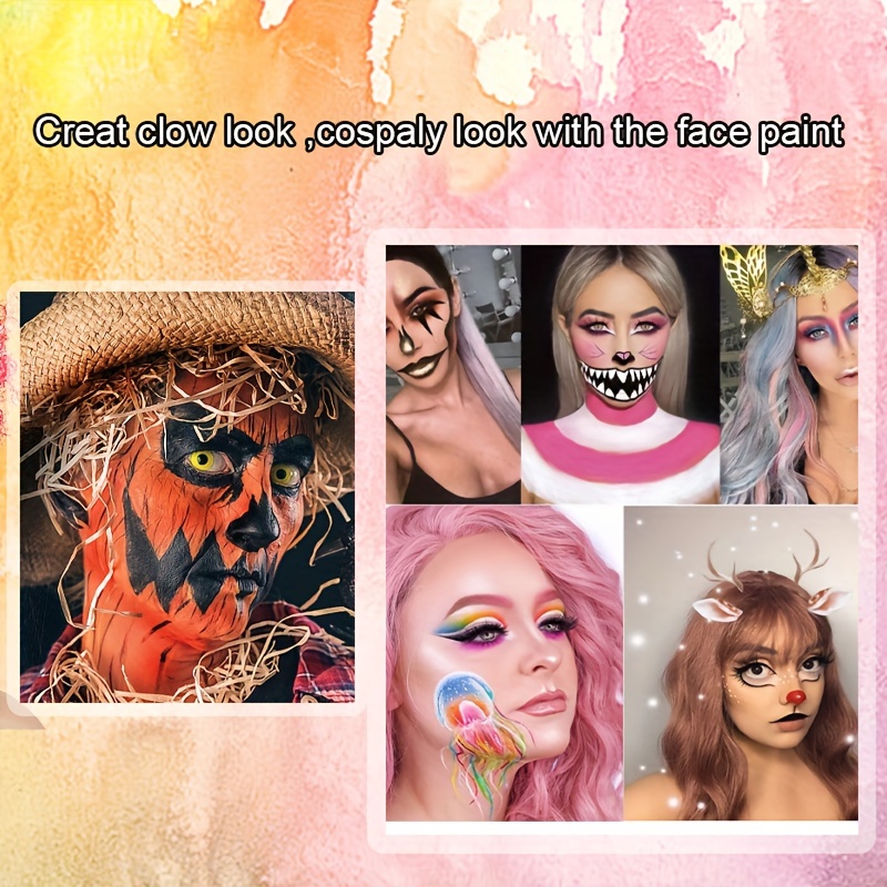 Desire Deluxe Face Paint Kit Palette – Kids & Adult Washable Halloween Make  Up Party Set Toy Include Body Brush, Glitter, Stencil, Tattoo – Great Gift
