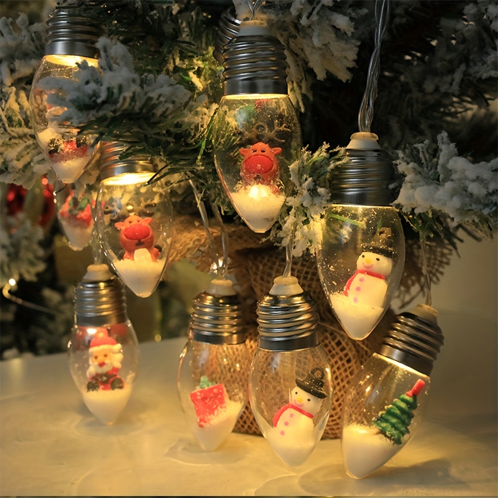 LED Christmas Snow Globe String Lights Fairy Lights Battery & US
