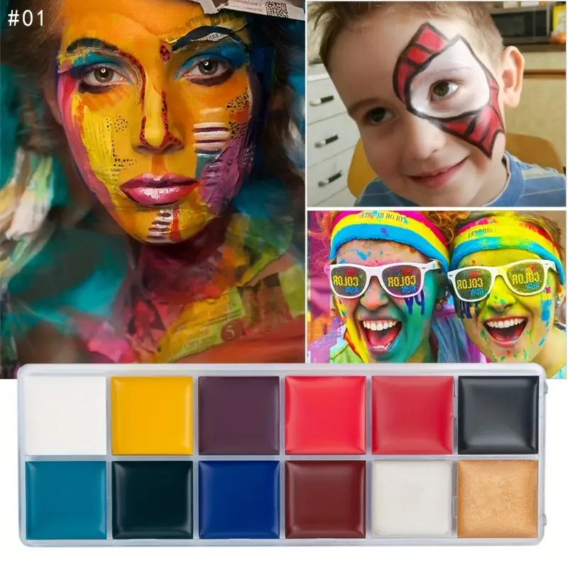 12 Colors Face Body Paint Oil Palette Face Painting Kit - Temu