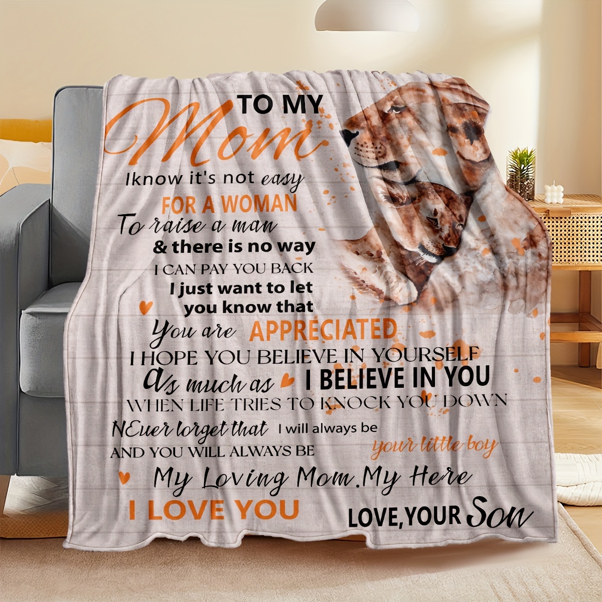 Gifts for Mom from Son, Romantic Mom Birthday Gifts from Son to My Mom  Flannel Blanket for Mom from Son Mother Day Birthday Presents for Mom Soft  Throw Blanket 60*50 