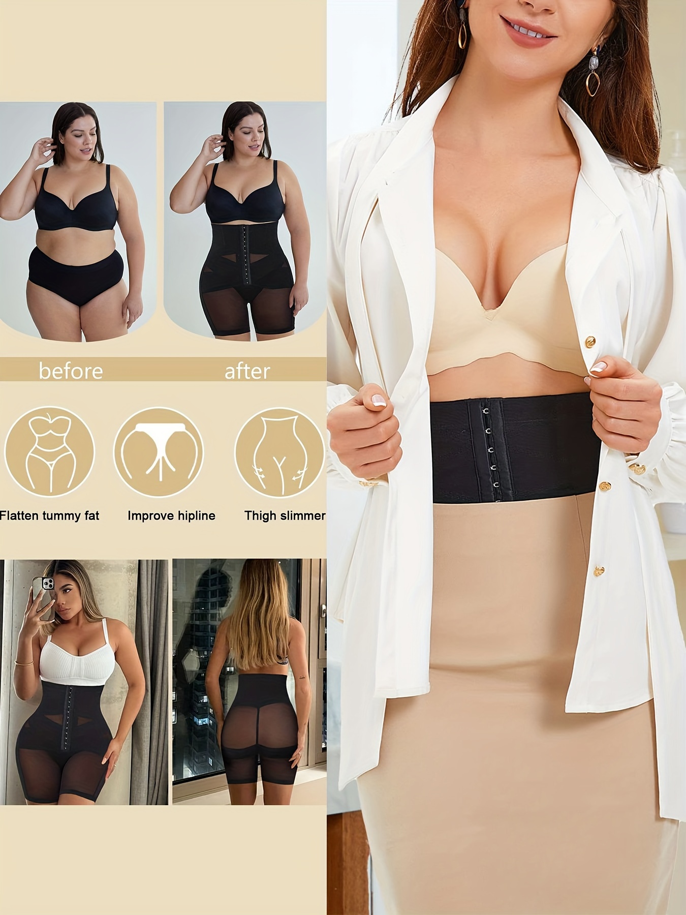 Mulheres Dupla Cruz Barriga Controle Respirável Shapewear, Levantamento De  Bunda Shorts Mais Magros Com Ganchos Ajustáveis, Activewear Feminino