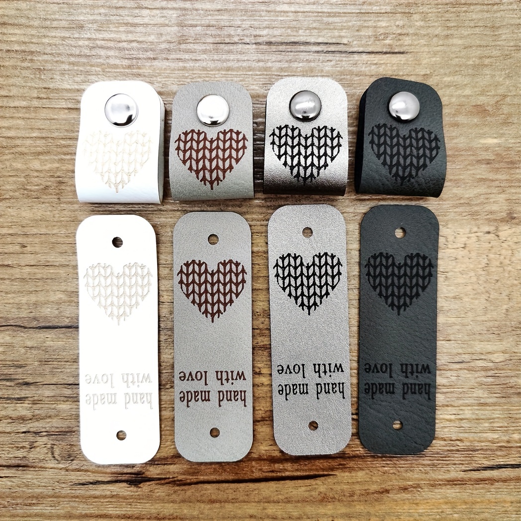 Handmade Labels hearts With Nails Leather Labels Crochet - Temu