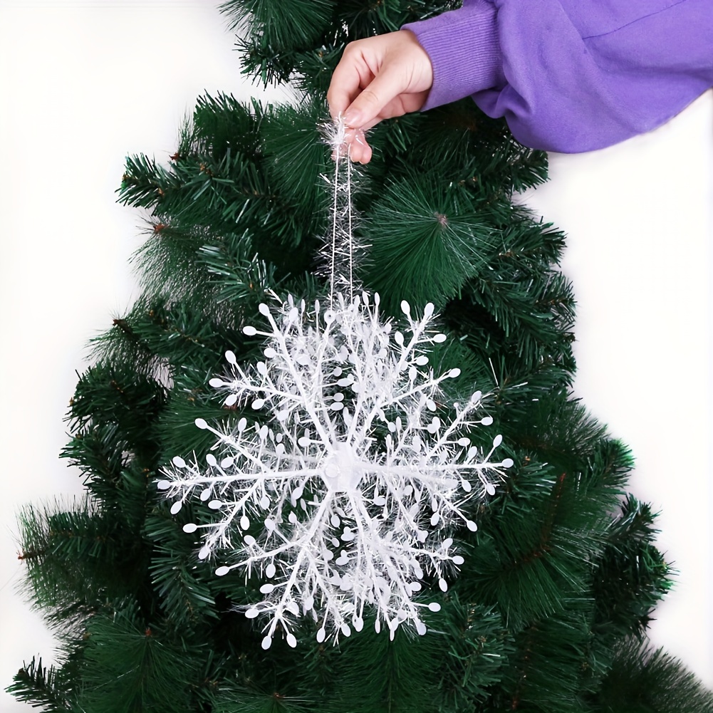 Plastic Brushed Christmas Snowflakes Flakes Xmas Tree Hanging Pendant  Artificial Snowflake Ornaments For Home Party Decoration
