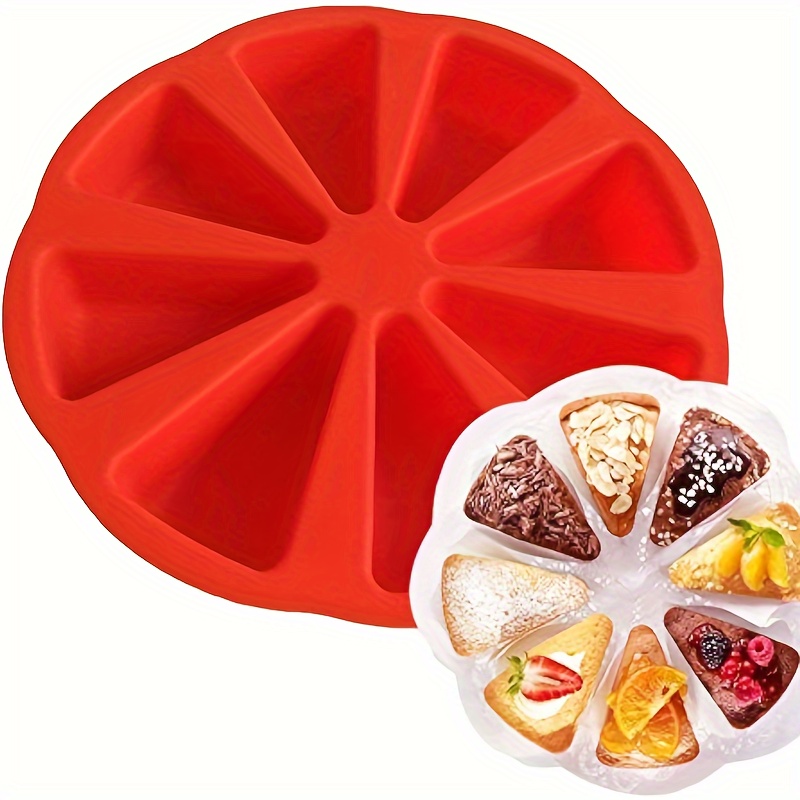 

1pc 8-hole Triangular Silicone Cake Mold, Non-stick Easy To Release Mold, Suitable For Bread, , Jelly, For Restaurant Use