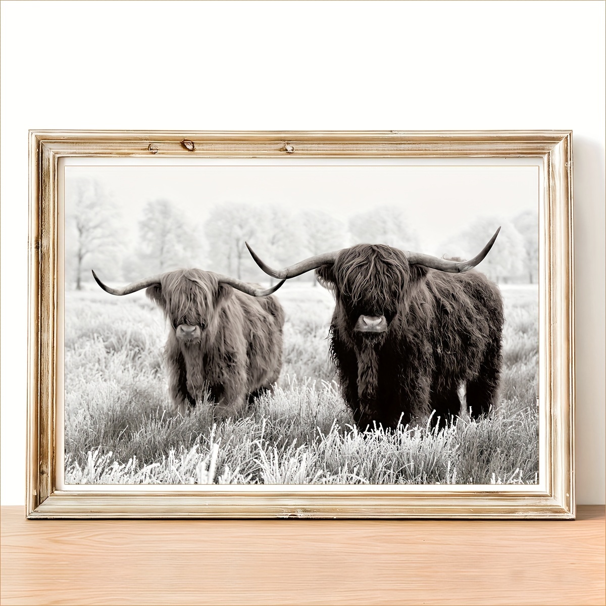 Highland Cow Print Longhorn Print Farm Animal Art Cow Print Highland Cow  Cattle Prints Black and White Animal Print Sign 