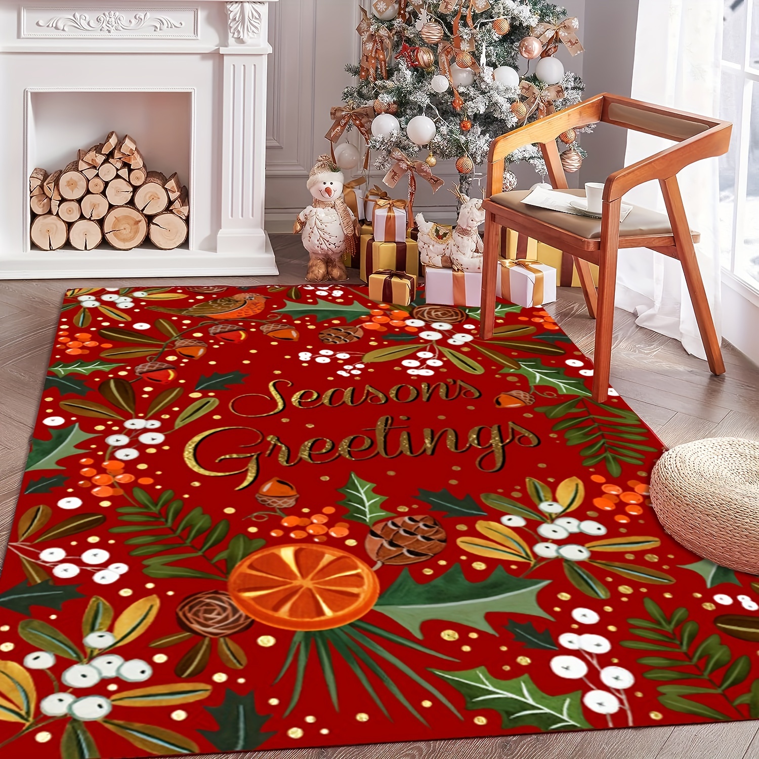 Merry Christmas Tree Decorative Doormat: Water-absorbing & Anti