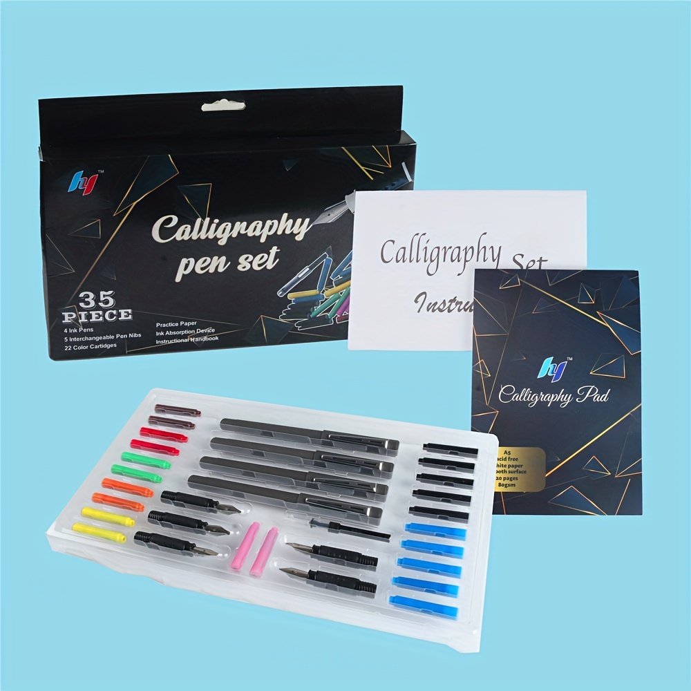 35pcs/Set Calligraphy Pen Set With Pen Holder Pen Nibs Colorfull Ink Sac  Rocker Blotter Comic Pen Art Supplies Statione