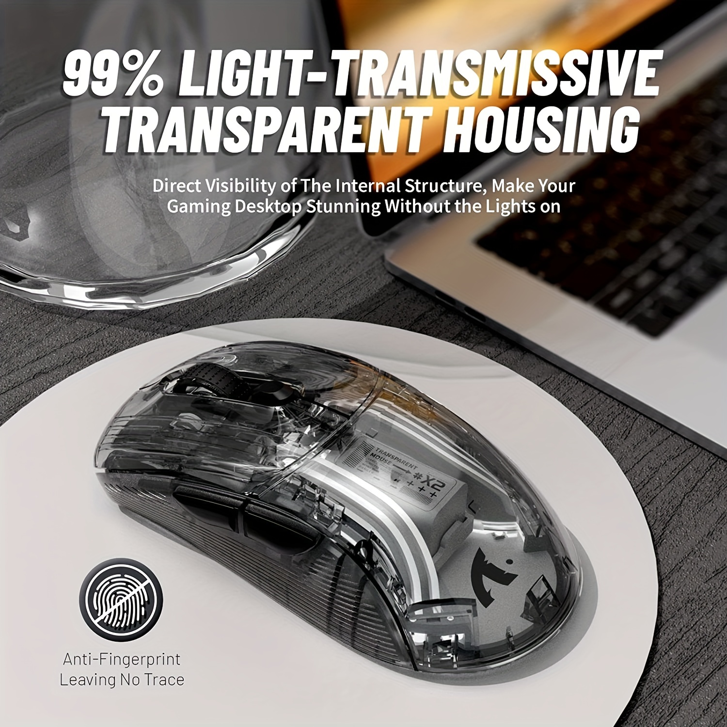 Wireless Gaming Mouse Full Transparent Design Dual Mode Mouse 3D RGB  Backlit