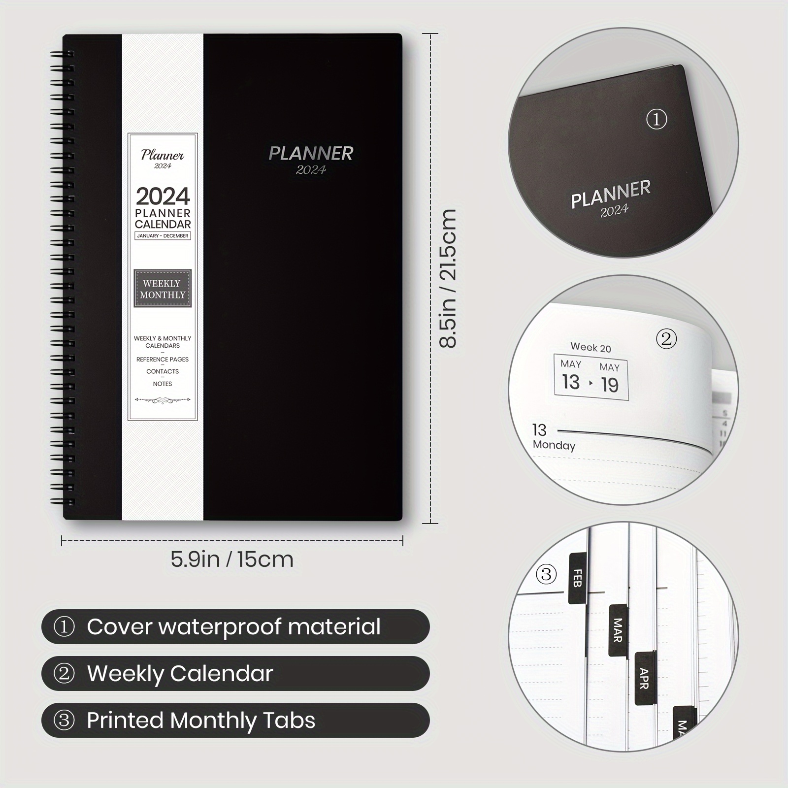 Planner 2024 Weekly Monthly Calendar Spiral 12 Months From - Temu Australia