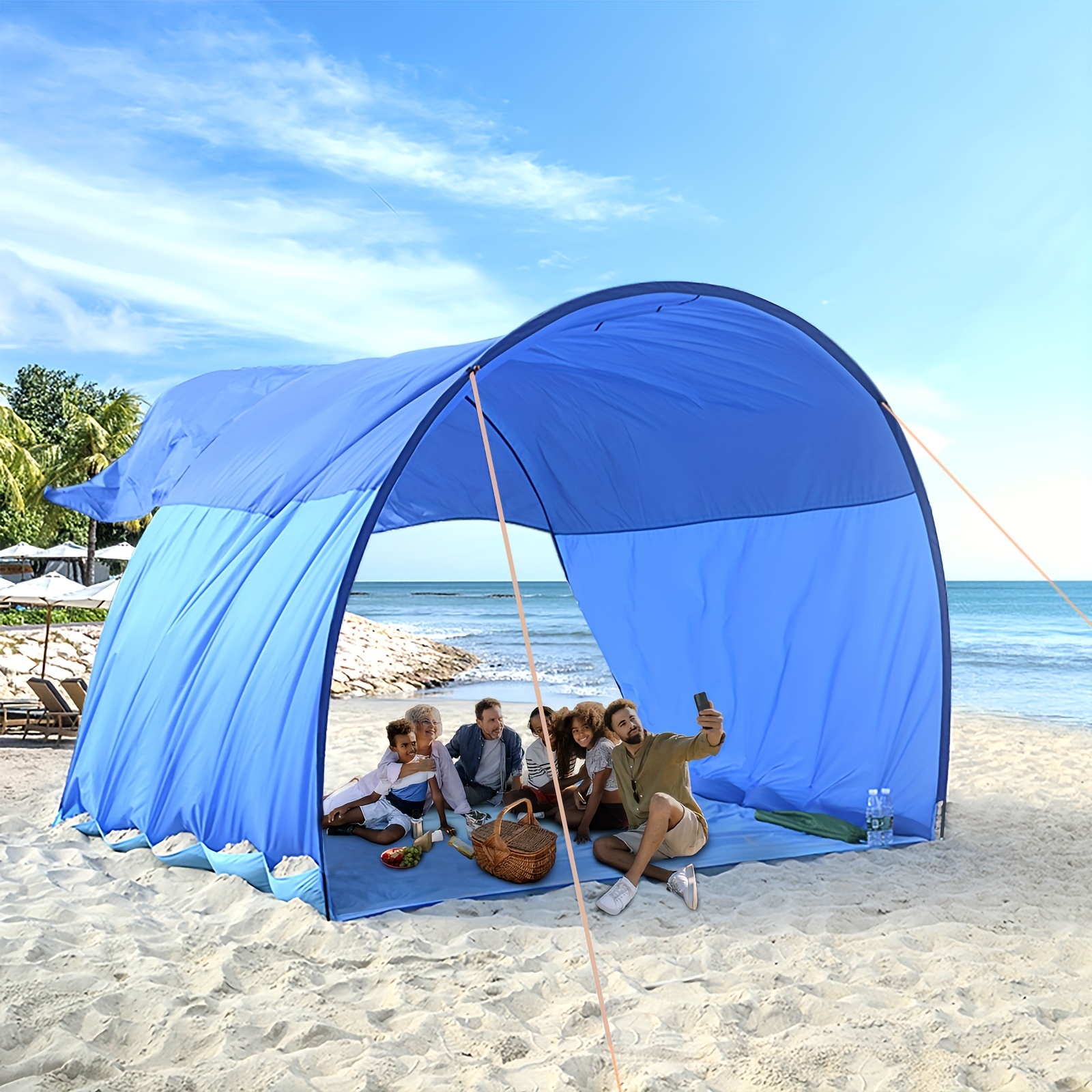 Parasol de playa, toldo de playa, tienda de campaña, refugio solar, toldo,  Camping al aire libre portátil ligero, tela elástica de Lycra - AliExpress