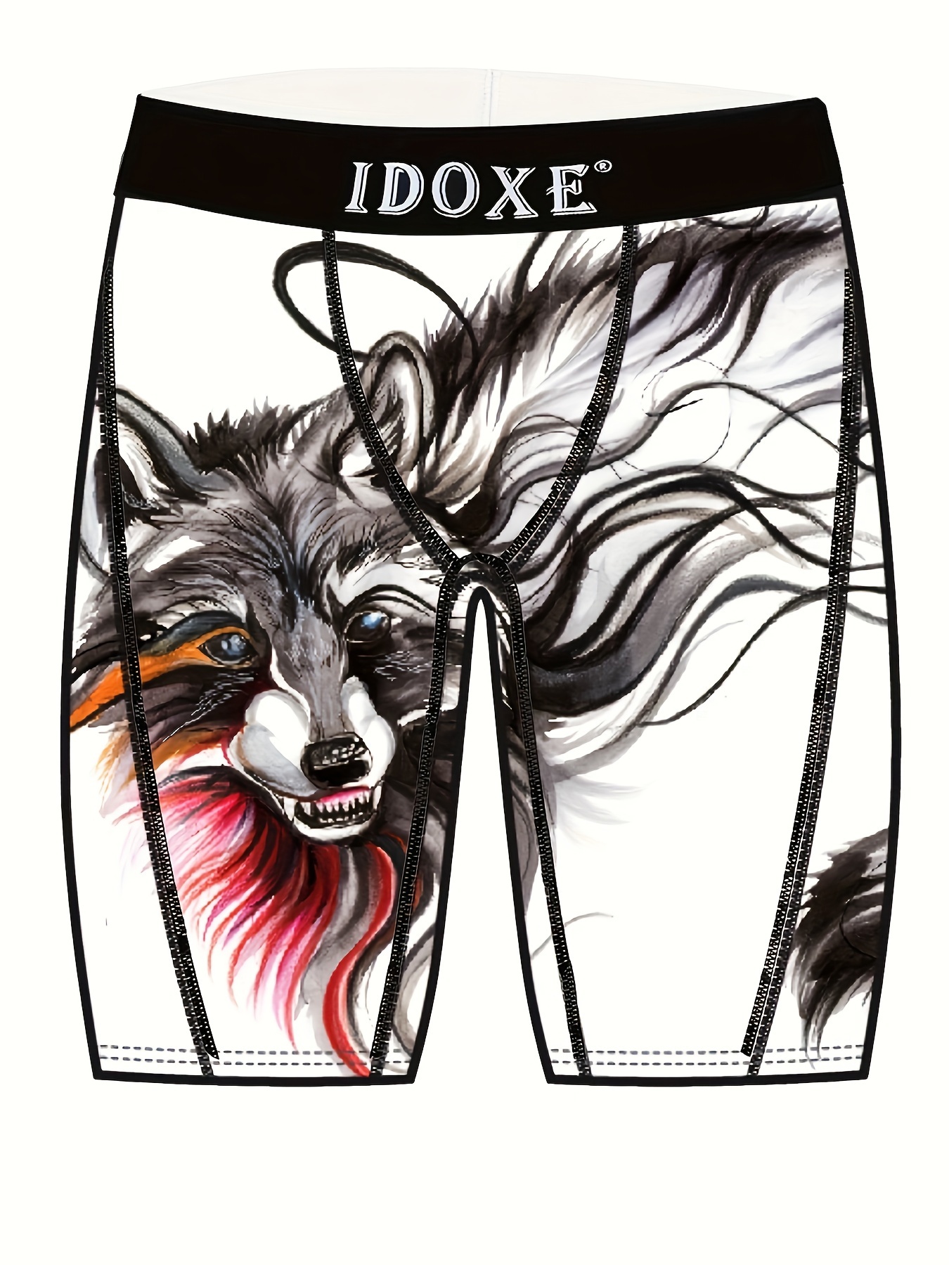 Sexy Men's Boxer Briefs Underwear 3D Wolf Print Smooth Trunks