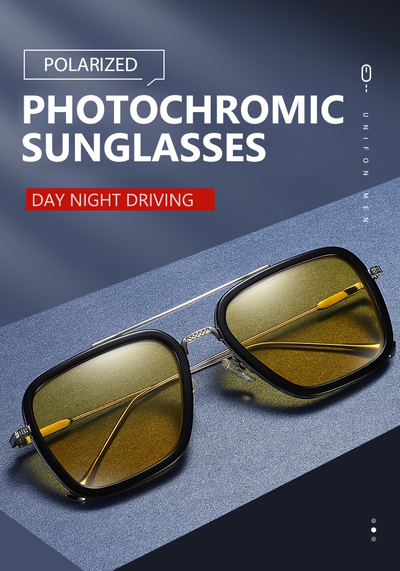 1pc Mens Polarized Photochromic Fashion Glasses Day And Night
