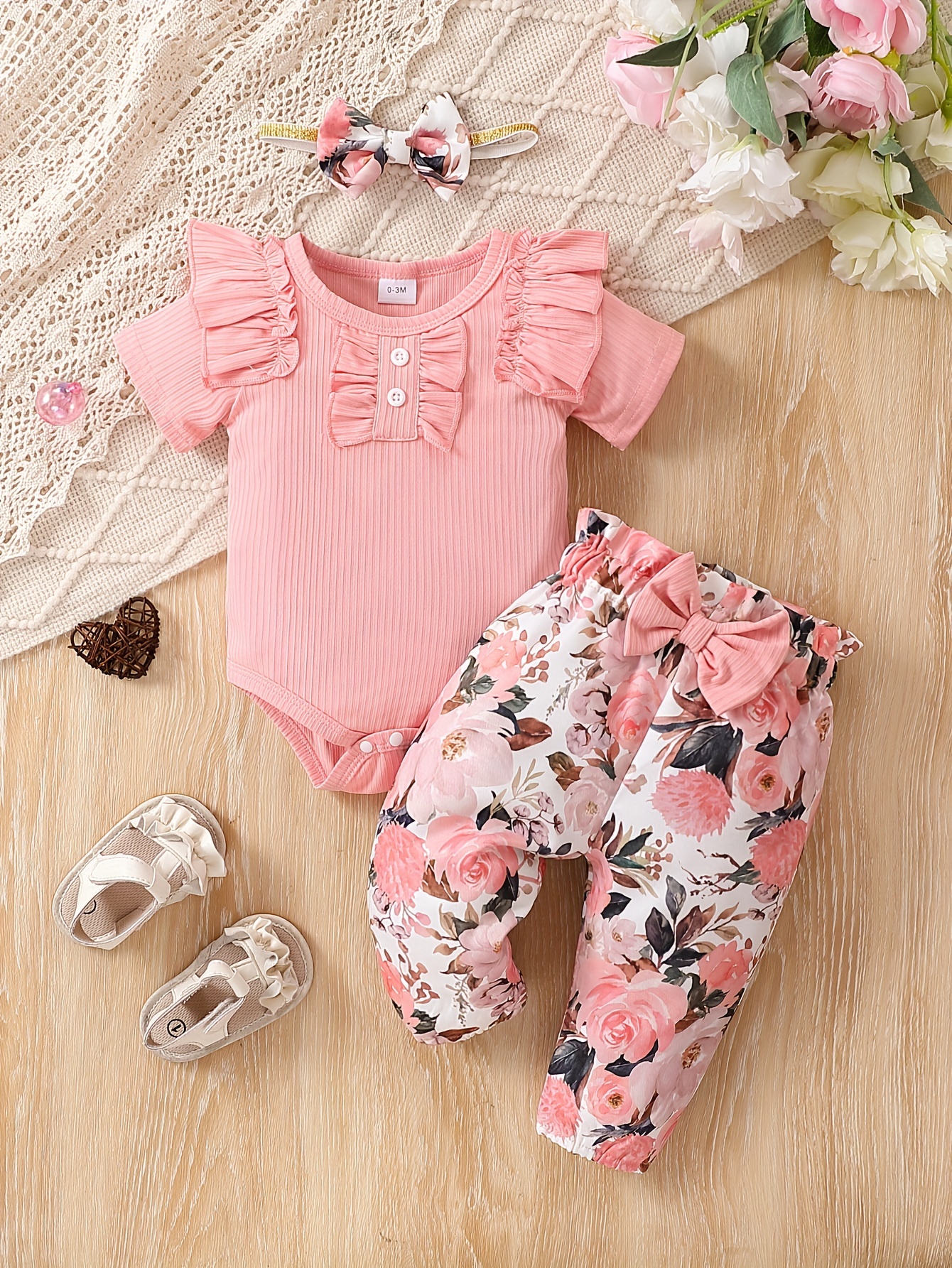 Infant Baby Girls Kid Sunflower Swimsuit Suit, Bikini + Panties + Bow  Headband, Adjustable Strap Sunflower Print Summer Clothing