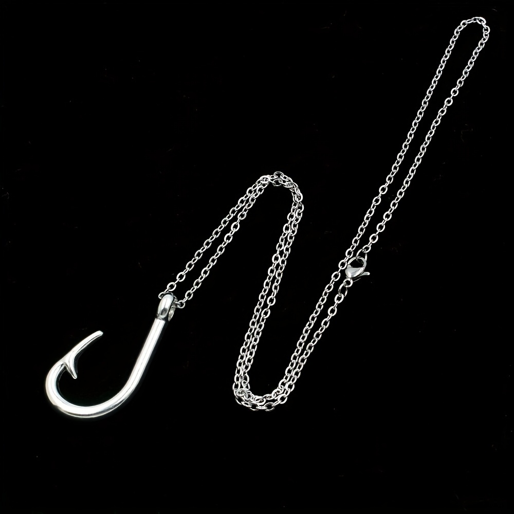 1pc Fishhook Necklace Fish Hook Charms Fishing Jewelry Man Gift