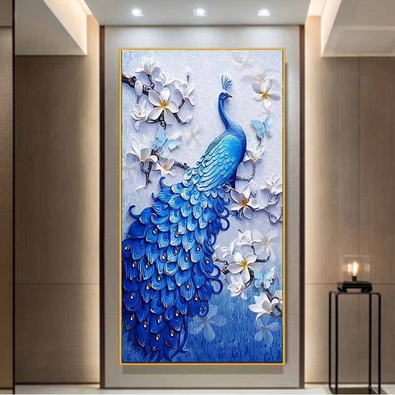 1pc 30*50cm/11,81*19.69inch Adult Diamond Painting Kit, 5D DIY Diamond Art  Kit Full Diamond Dot Gift Wall Decor And Gem Art Sweet Peacock