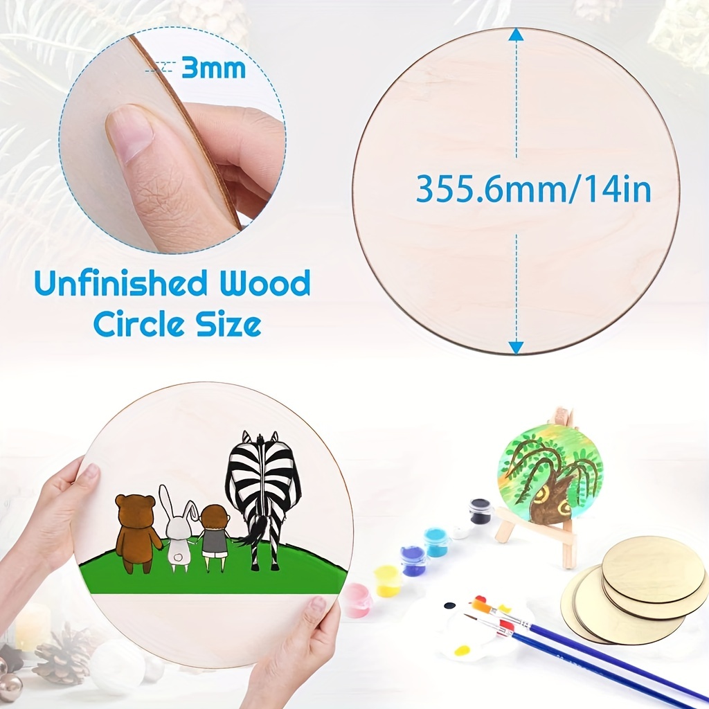  5Pcs 14 Inch Wood Circles for Crafts, Unfinished Blank