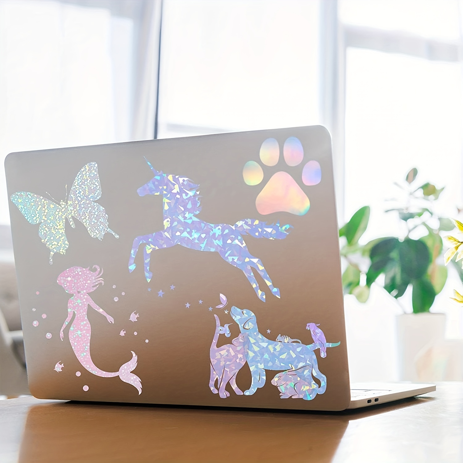 15 Sheets Koala Holographic Sticker Paper Clear RAINBOW, Transparent Clear  Self-Adhesive Laminting Sheets A4 