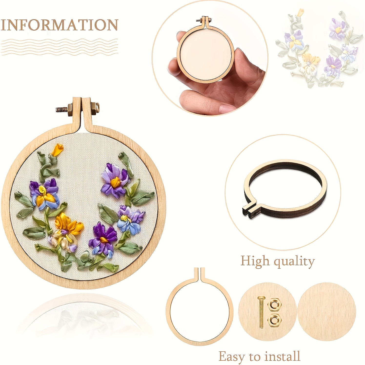 Wooden Embroidery Hoop Oval Ring Frame For Cross Stitch Craft