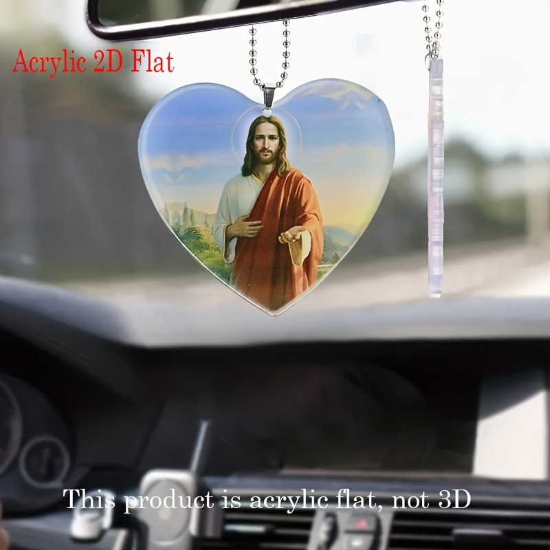 1 Stück 2d Acryl Jesus Autospiegel Anhänger, Dekoration Für Tasche