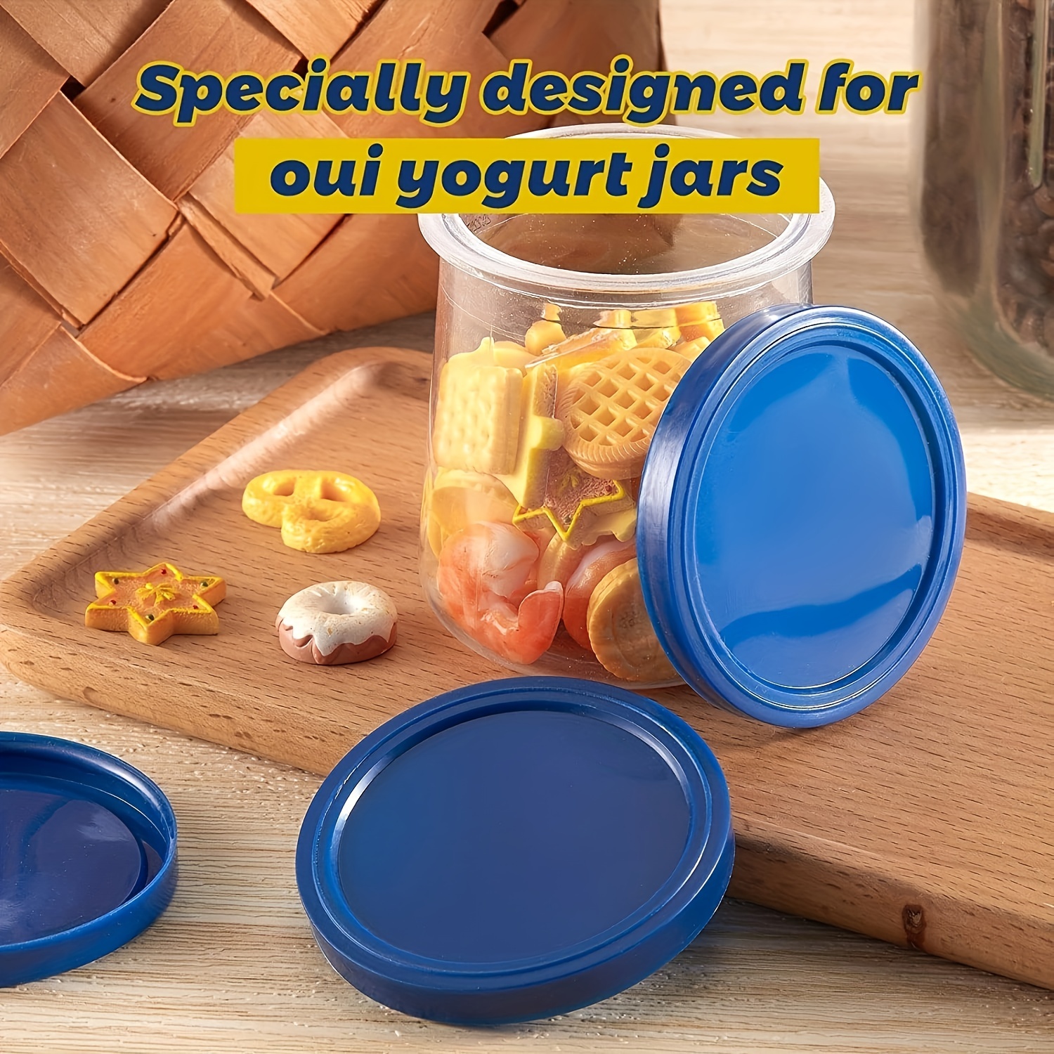 Oui Yogurt Jar Lids, Yogurt Container Lids, Clear Plastic Blue Oui Lids For  Cookie Coffee Supplies, Glass Jars Containers, Kitchen Supplies - Temu  Australia