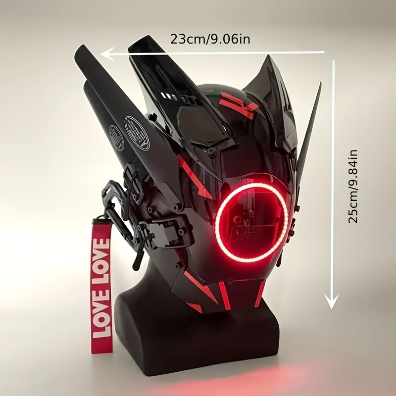 Cyberpunk Mask Red Lighting LED with Hair Music Festival Fantastic Cosplay  SCI-FI Soldier Helmet Halloween