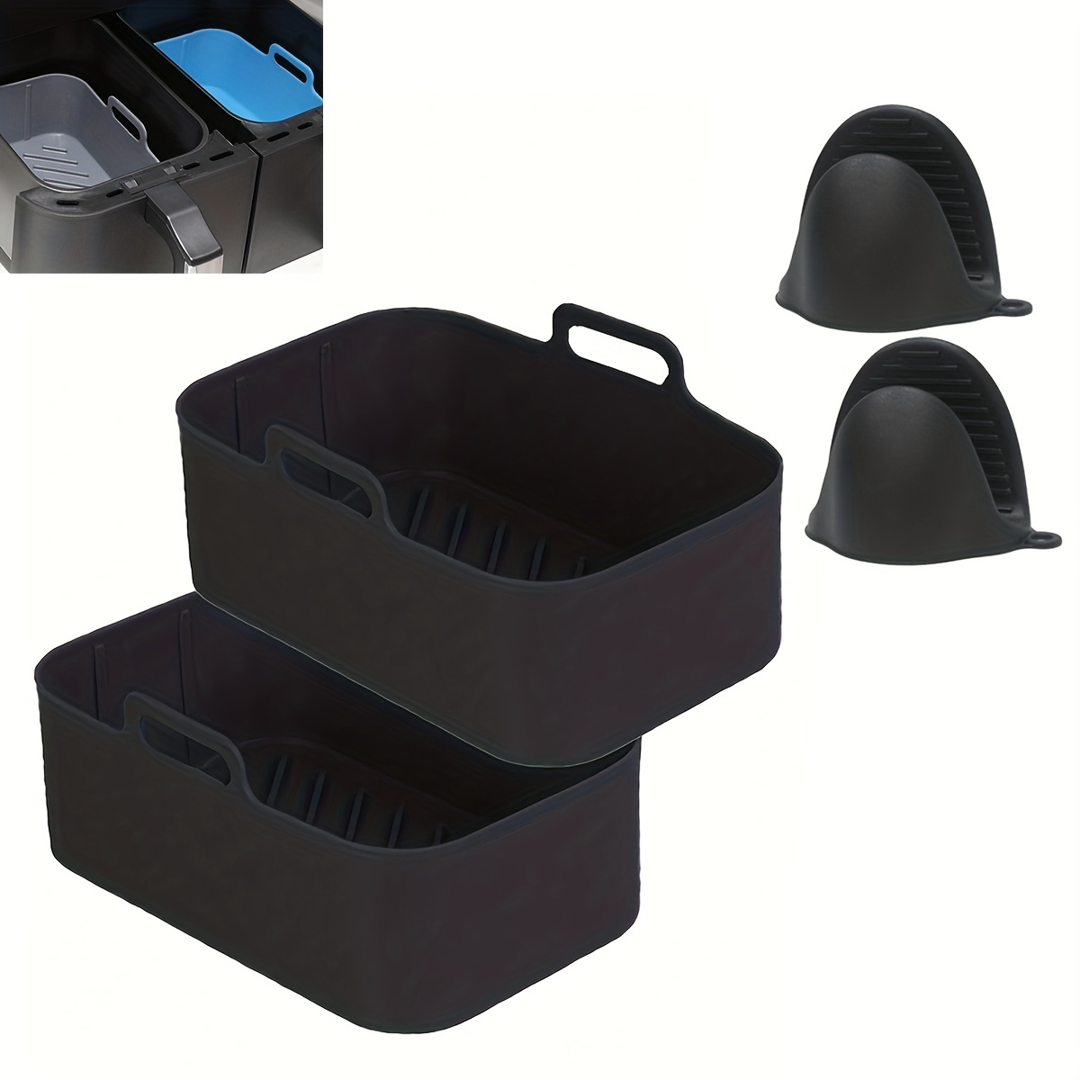 2 Pack Air Fryer Silicone Pot For Ninja Foodi Dz201/dz401 8qt, Reusable Air  Fryer Liner For Ninja Dual Air Fryer, Ninja Air Fryer Accessories Replacem