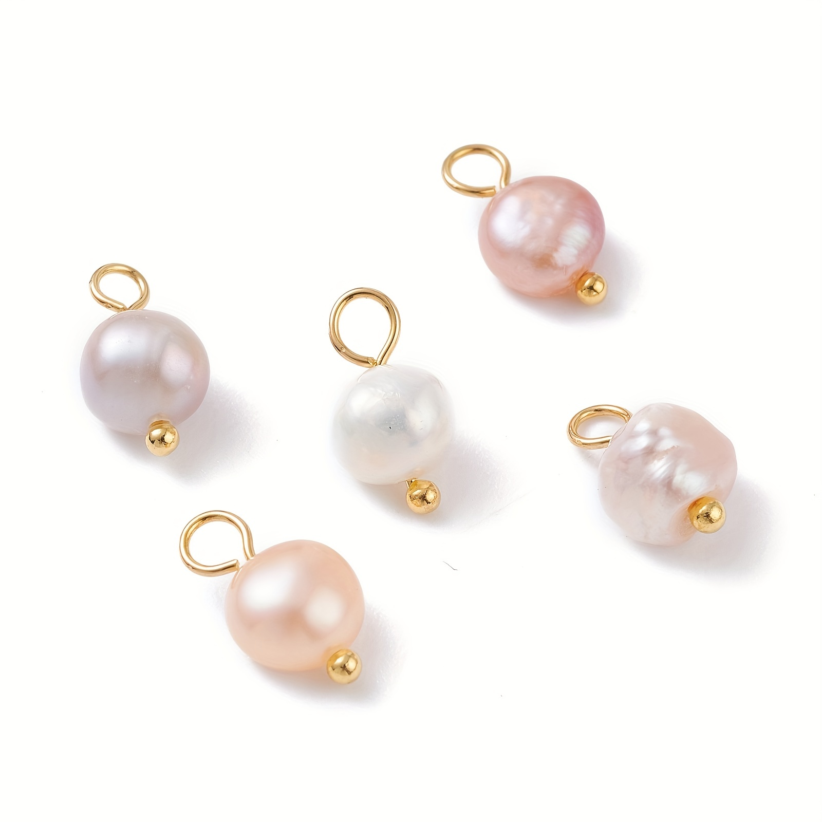 Gold - Oval Freshwater Pearl Connector Charms 10 Pcs