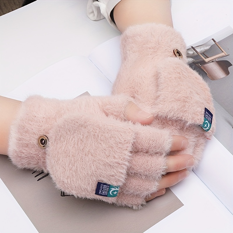 

Women's Fashionable Winter Plush Warm Flip-top Gloves For Driving Cycling